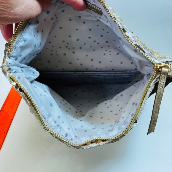 Stella & Dot Clutch Margeaux Oyster Gold Sequin Mermaid New without Tags - Picture 7 of 8